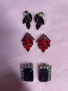 Vintage 3 Pair Of Faux Gemstone Earrings. Dressy And Very Beautiful. 
Sparkling!